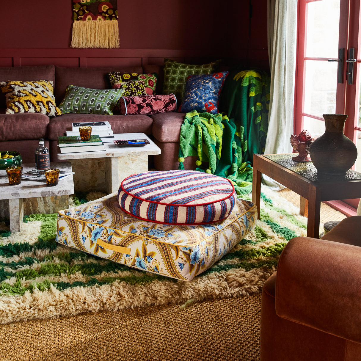 Selene Woven Floor Cushion - Azure