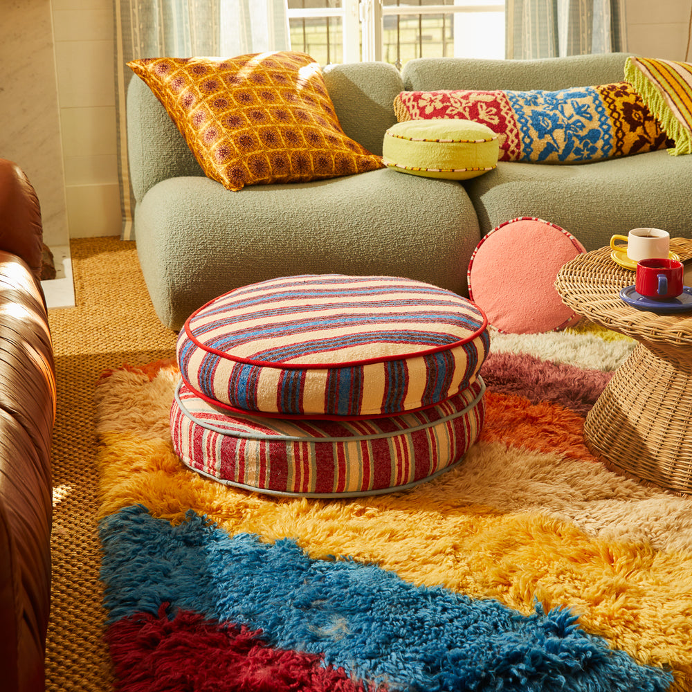 Selene Woven Floor Cushion - Azure