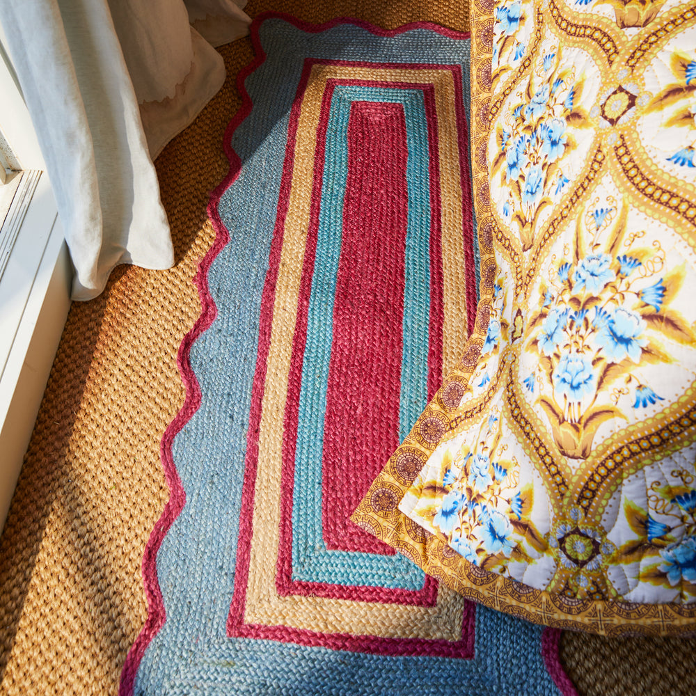 Melvie Jute Runner - Cerulean