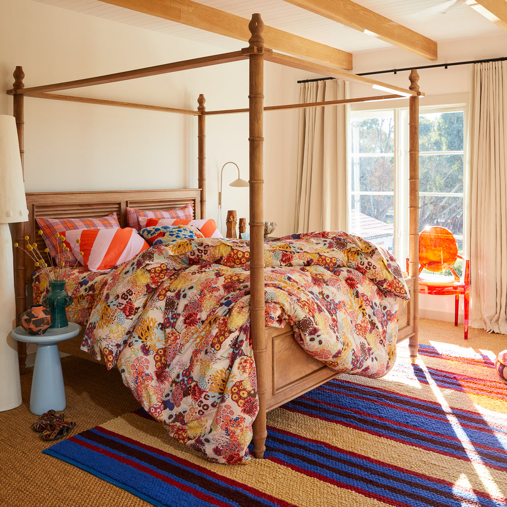 Clarice Cotton Pillowcase Set - Flame Standard