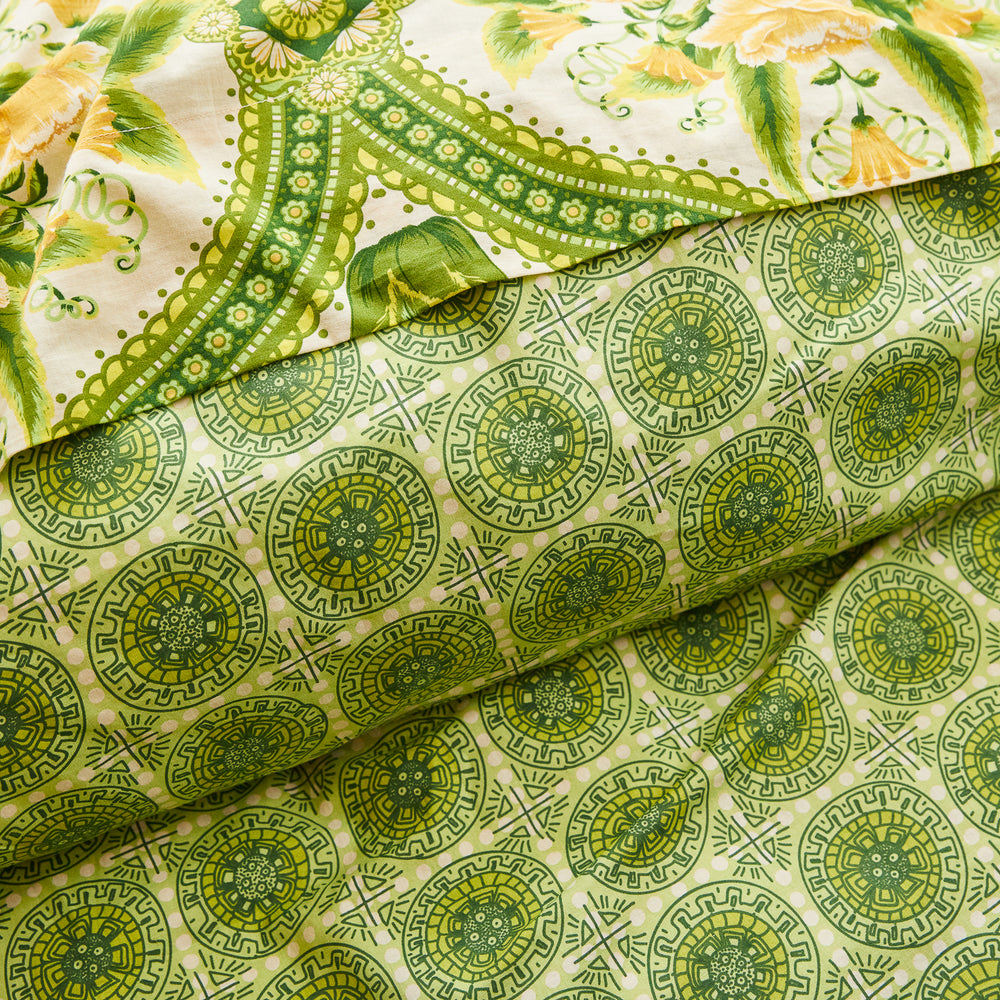 Gabriella Cotton Quilt Cover - Key Lime Queen