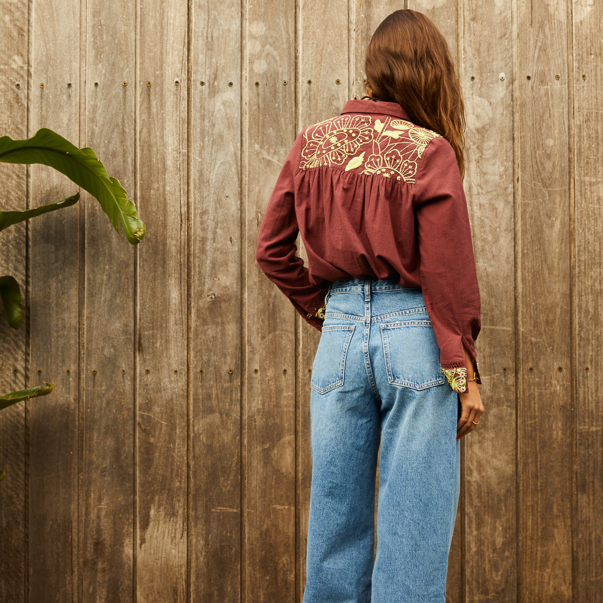 Vivianna Embroidered Shirt - Garnet