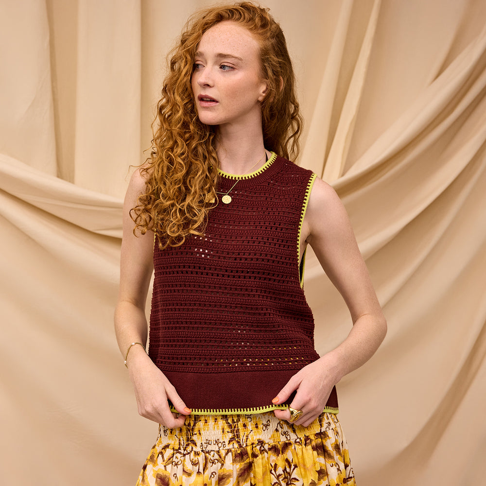 Natalina Knit Top - Garnet