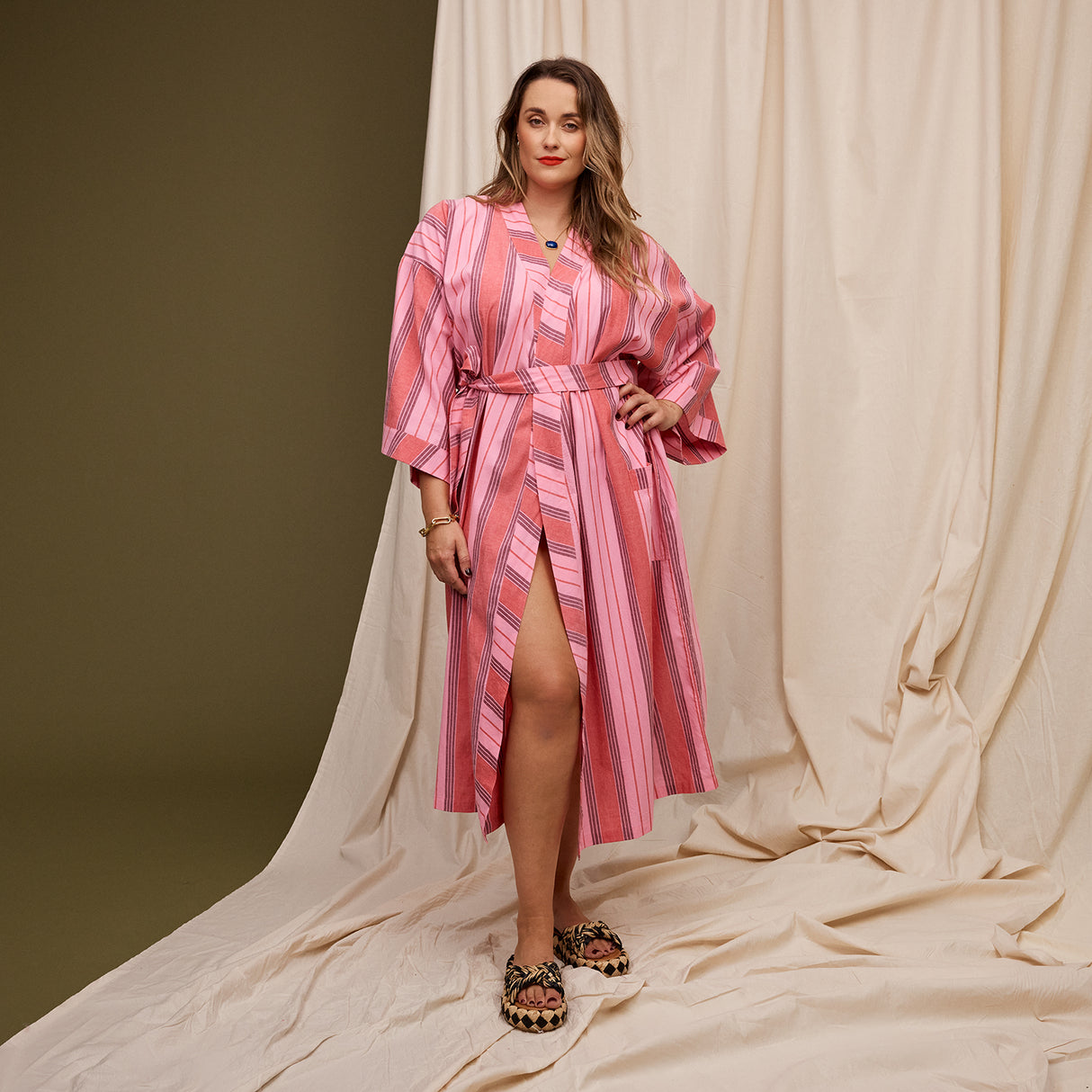 Brigitte Cotton Bath Robe - Scarlet