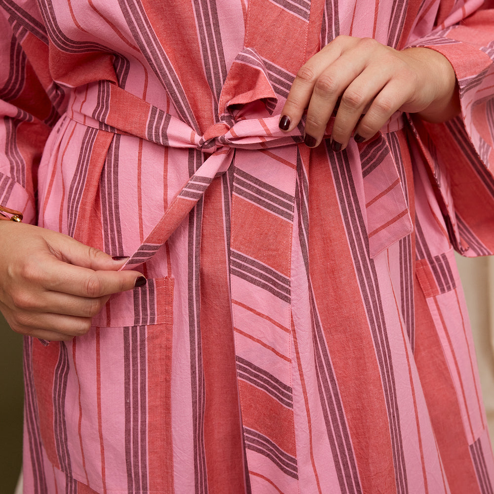 Brigitte Cotton Bath Robe - Scarlet
