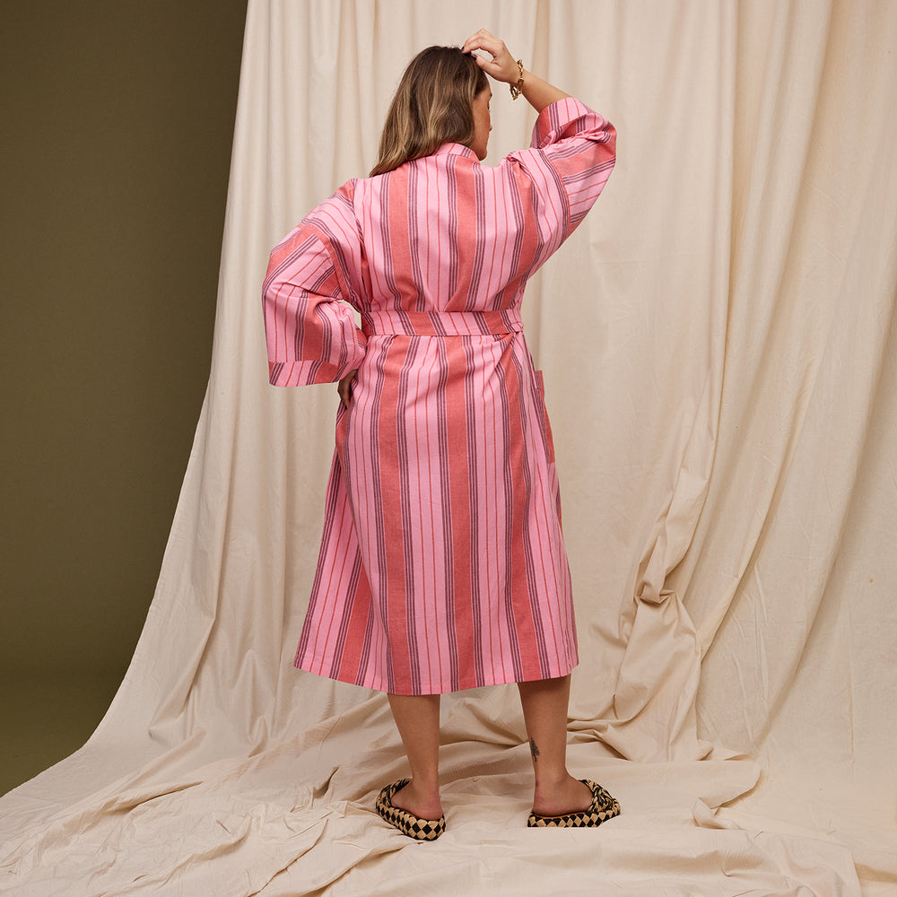 Brigitte Cotton Bath Robe - Scarlet