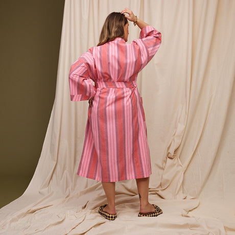 Brigitte Cotton Bath Robe - Scarlet