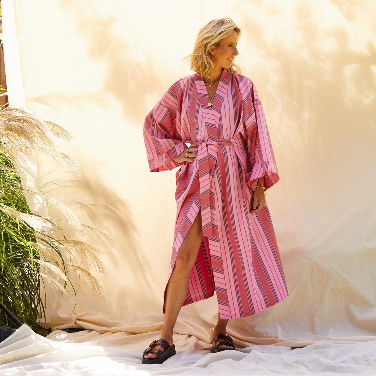 Brigitte Cotton Bath Robe - Scarlet