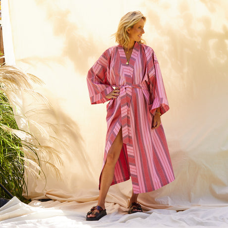 Brigitte Cotton Bath Robe - Scarlet