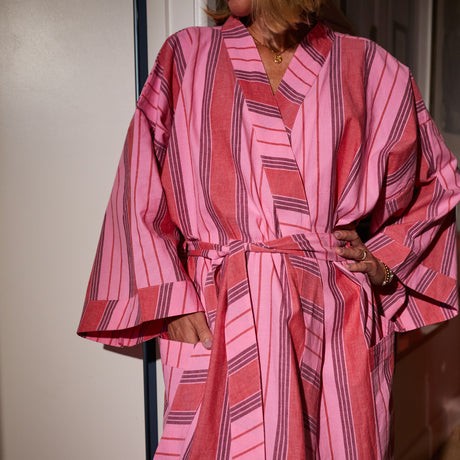 Brigitte Cotton Bath Robe - Scarlet