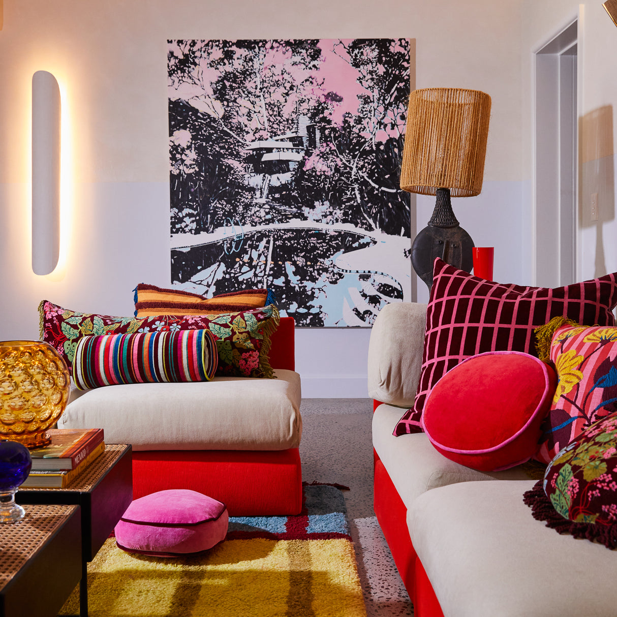 Castilo Round Velvet Cushion - Fuchsia Cover Only