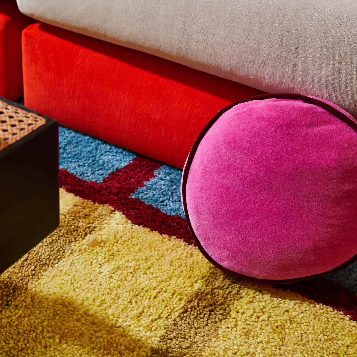 Castilo Round Velvet Cushion - Fuchsia Cover Only