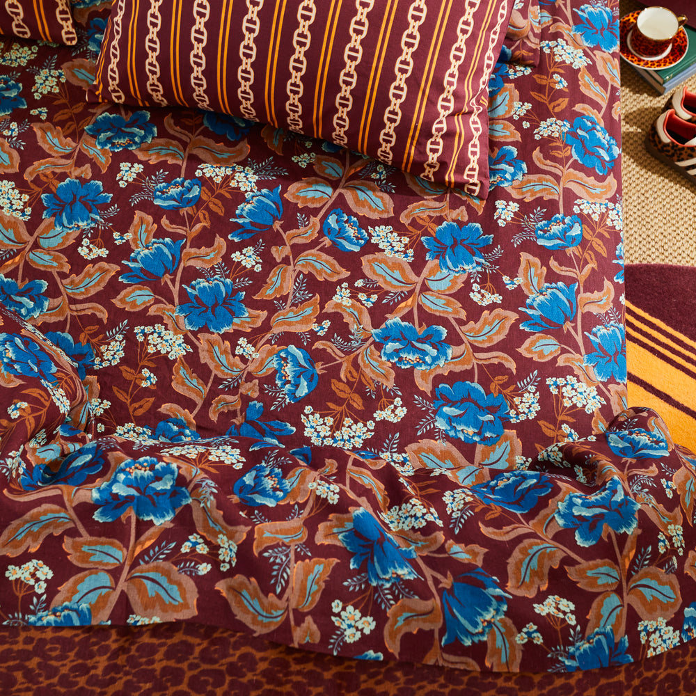 Margot Linen Sheets - Mahogany Flat Sheet / Queen
