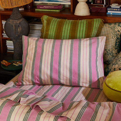 Brigitte Cotton Pillowcase Set - Fuchsia Standard