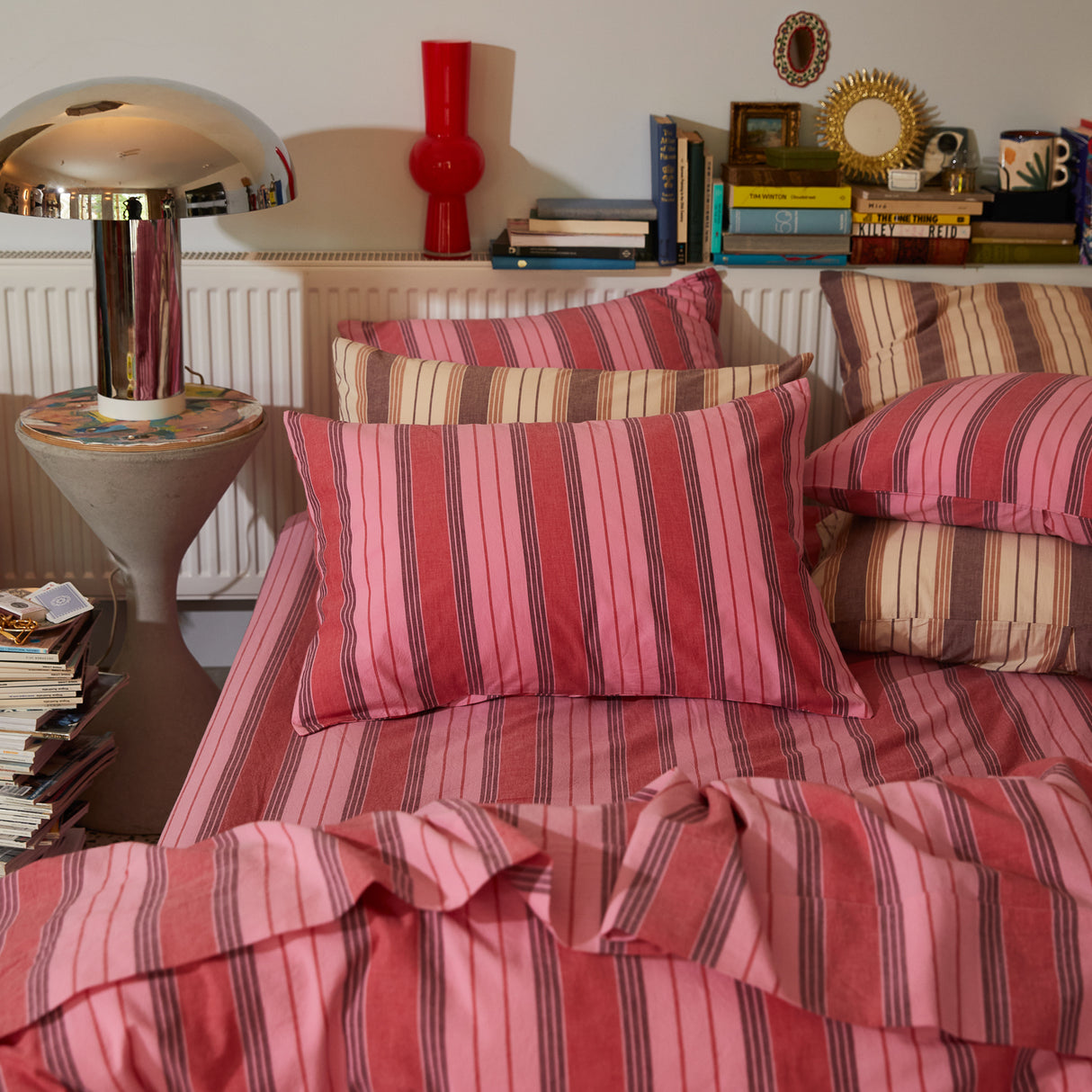 Brigitte Cotton Pillowcase Set - Scarlet Standard