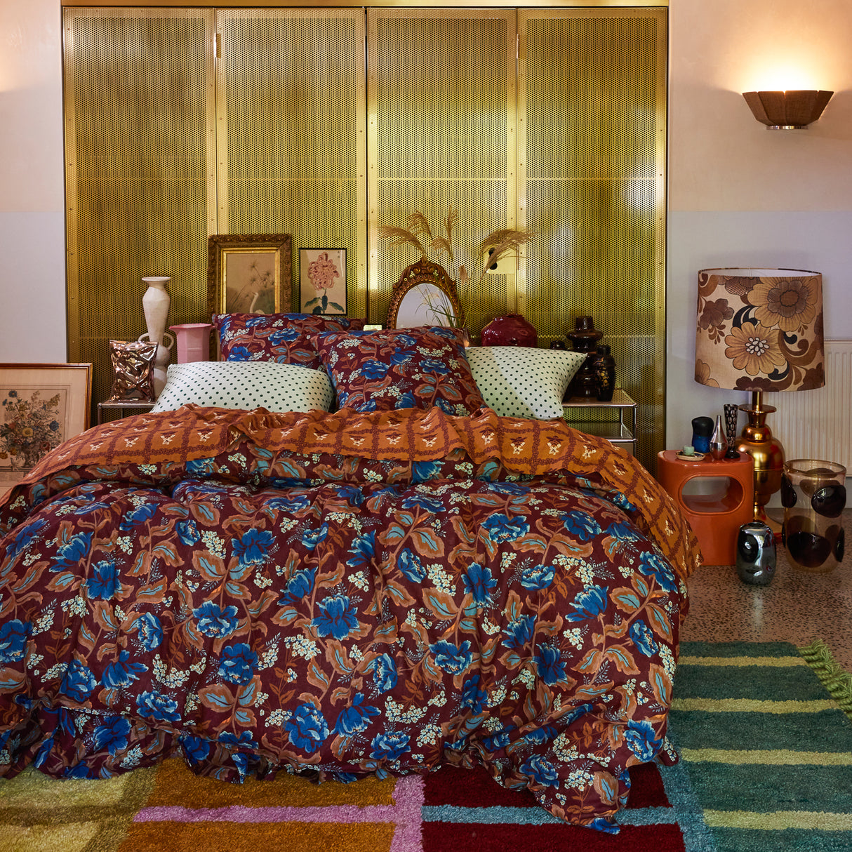 Margot Linen Quilt Cover - Mahogany Queen
