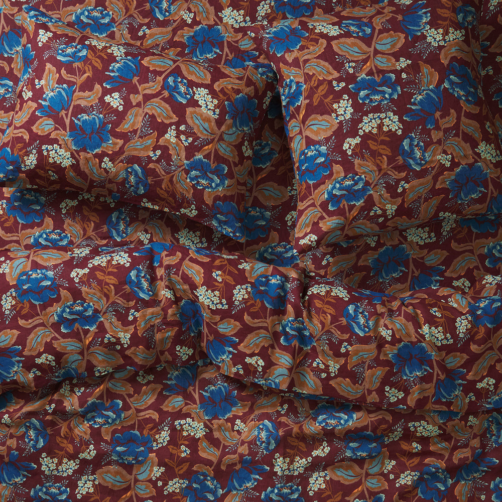 Margot Linen Quilt Cover - Mahogany Queen
