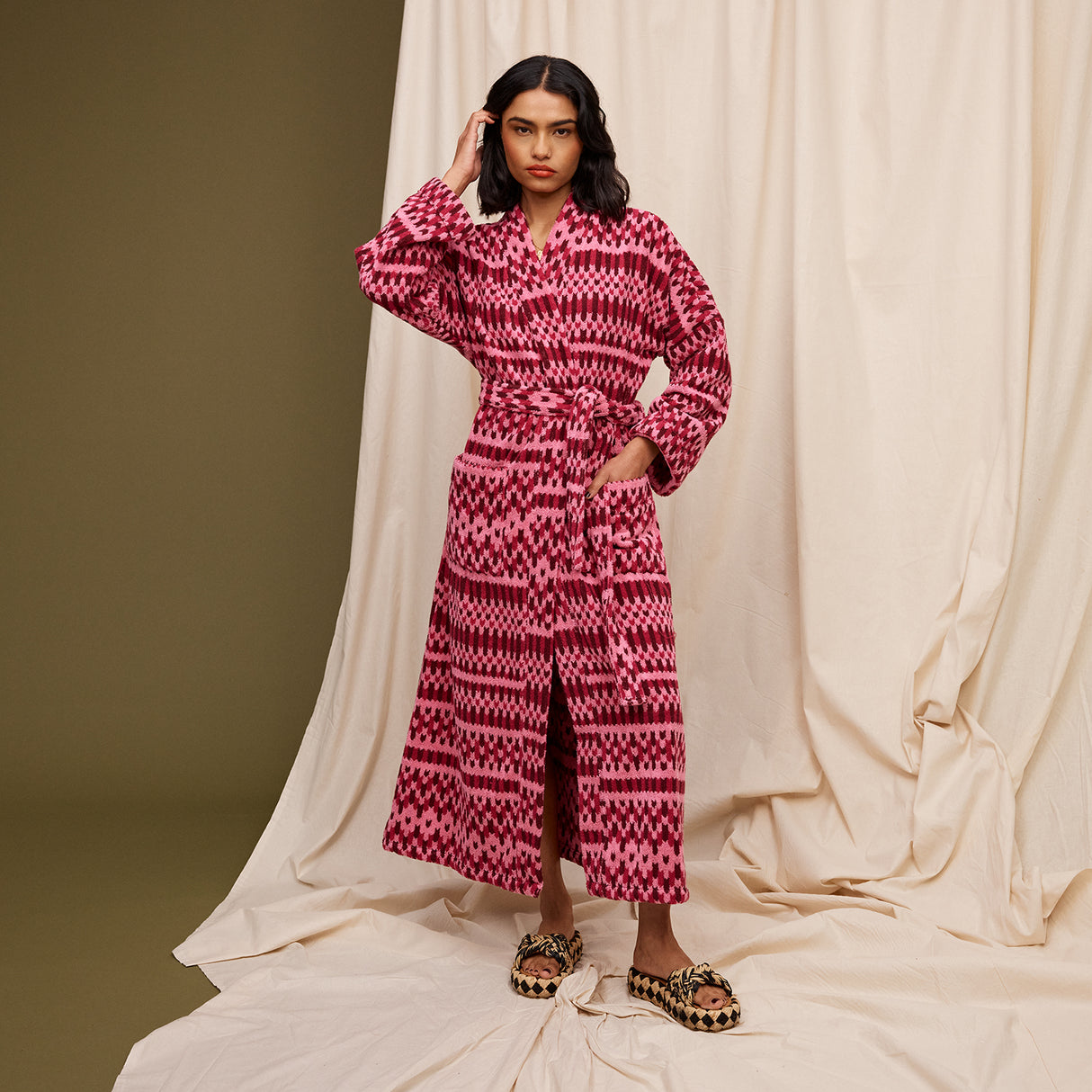 Arlette Towelling Robe - Cosmo Pink XS/S