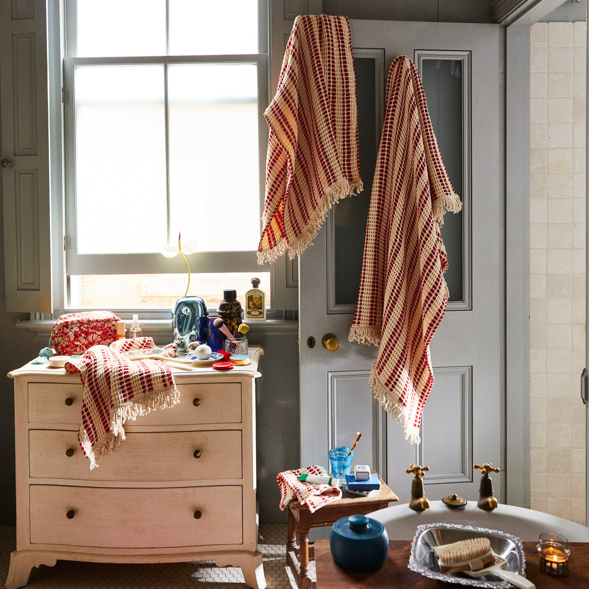 Lucien Waffle Towel - Scarlet Bath Sheet