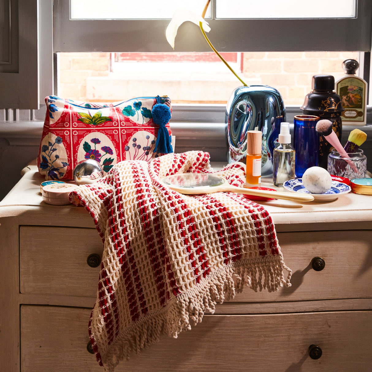 Lucien Waffle Hand Towel - Scarlet