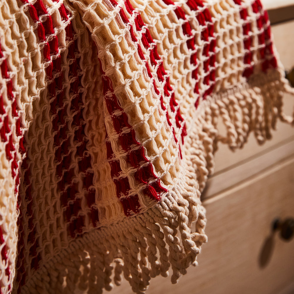 Lucien Waffle Hand Towel - Scarlet