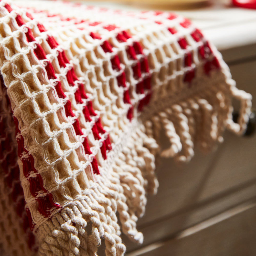 Lucien Waffle Hand Towel - Scarlet