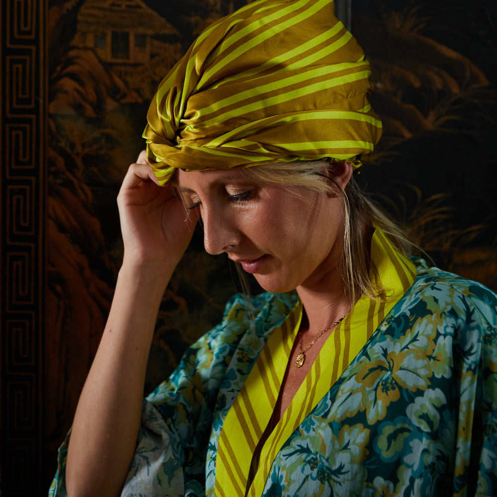 Taylor Silk Hair Turban - Olive