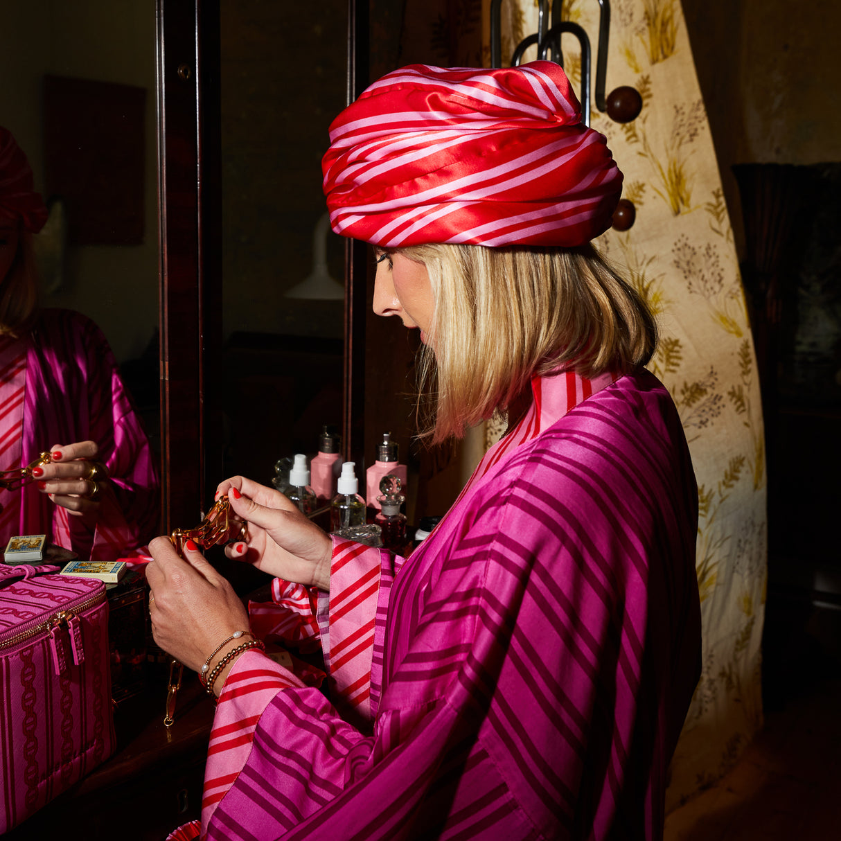 Taylor Silk Hair Turban - Scarlet