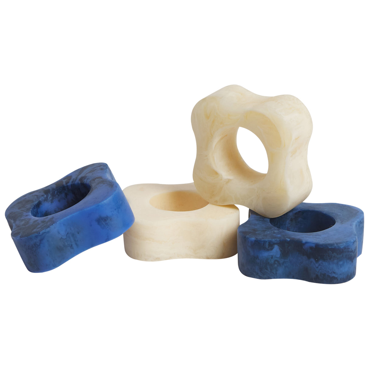 Paola Napkin Ring Set of 4 - Pearl-Azure