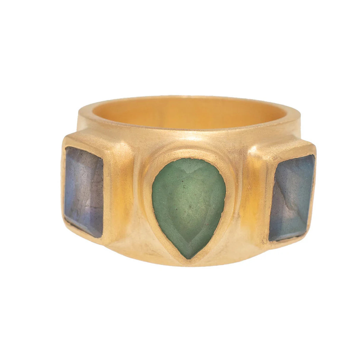 Anokhi Ring - Green Aventurine + Labradorite