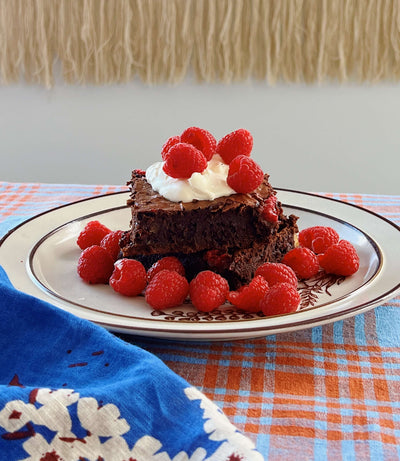 Larissa's gooey choc raspberry brownies