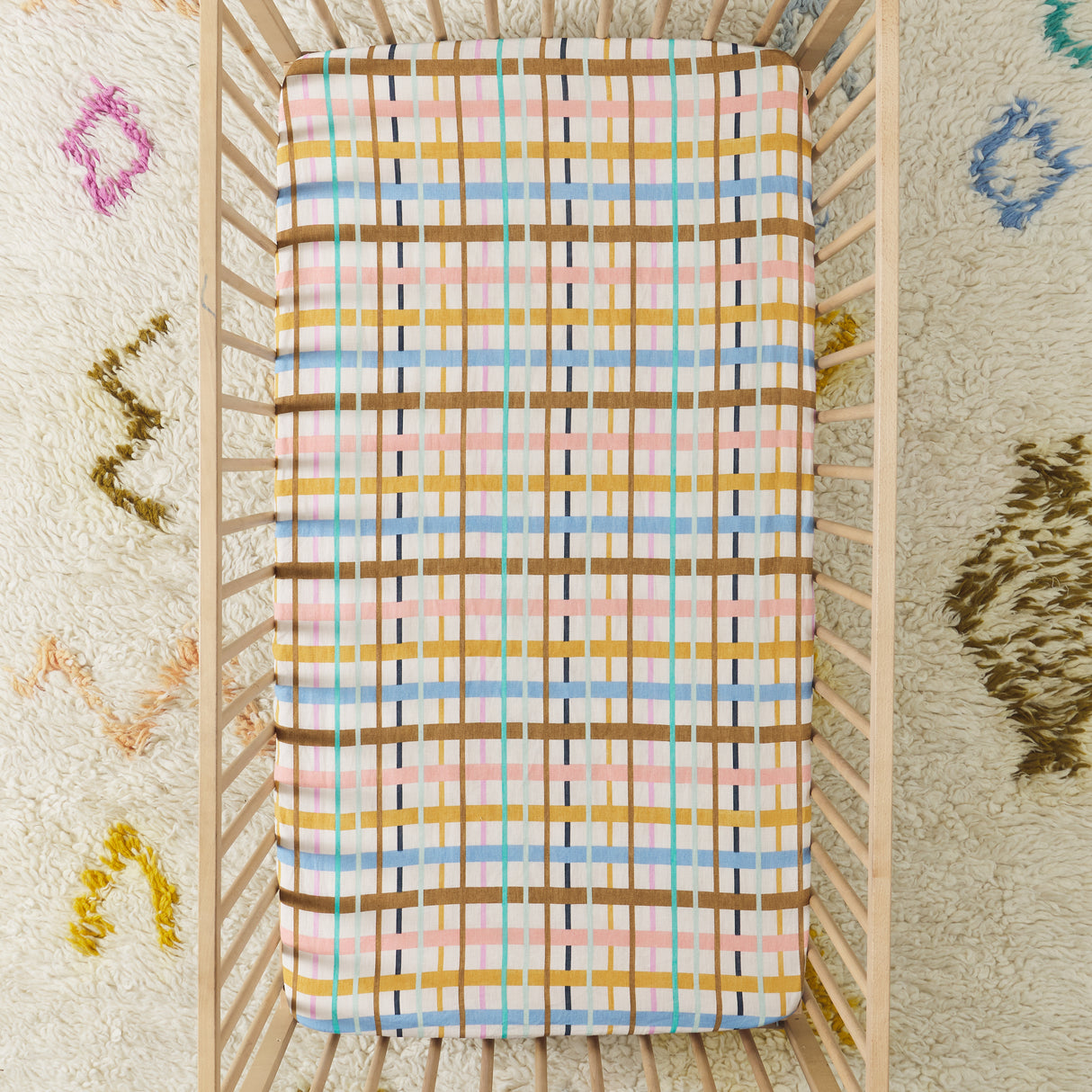 Cady Check Linen Fitted Sheet Cot