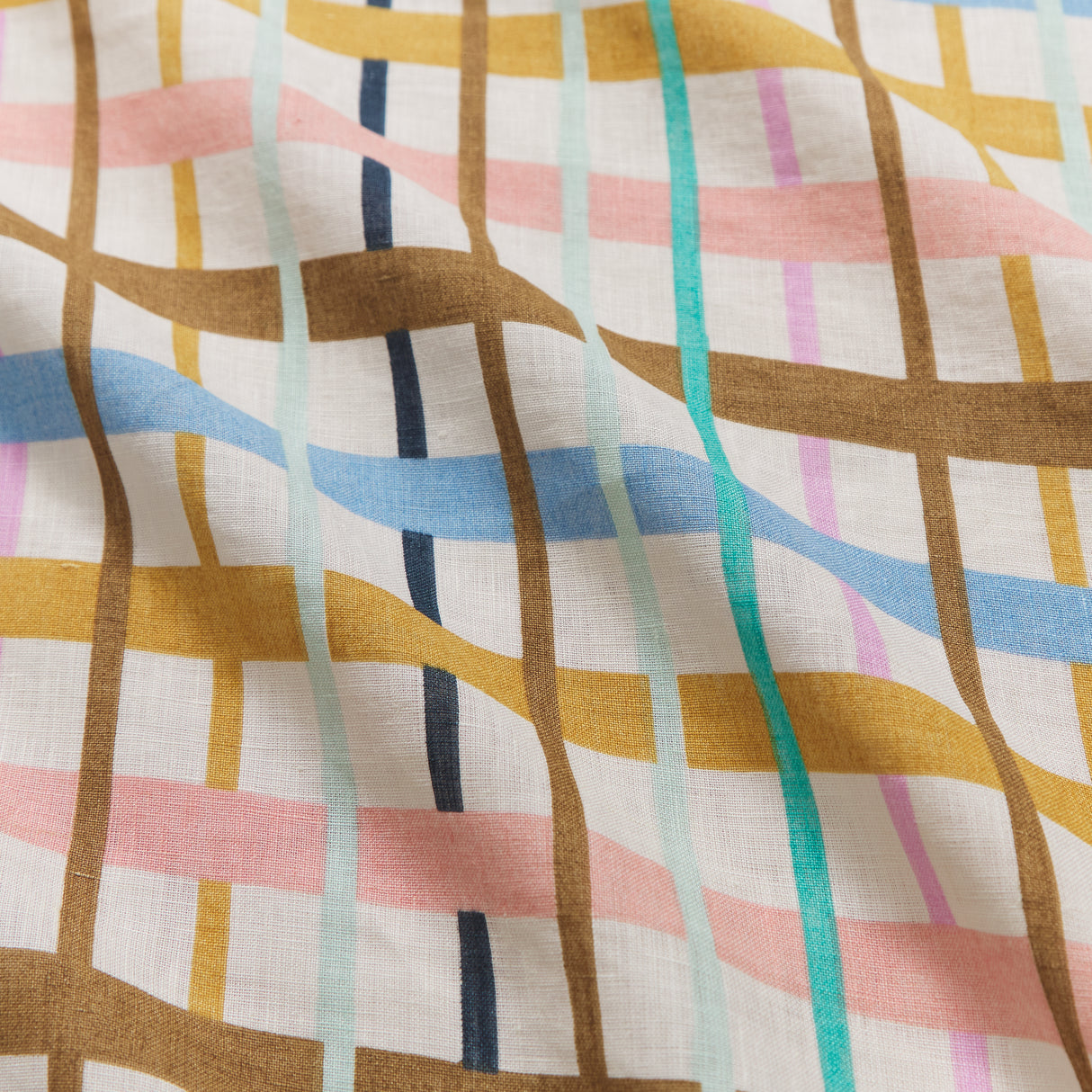 Cady Check Linen Fitted Sheet Cot