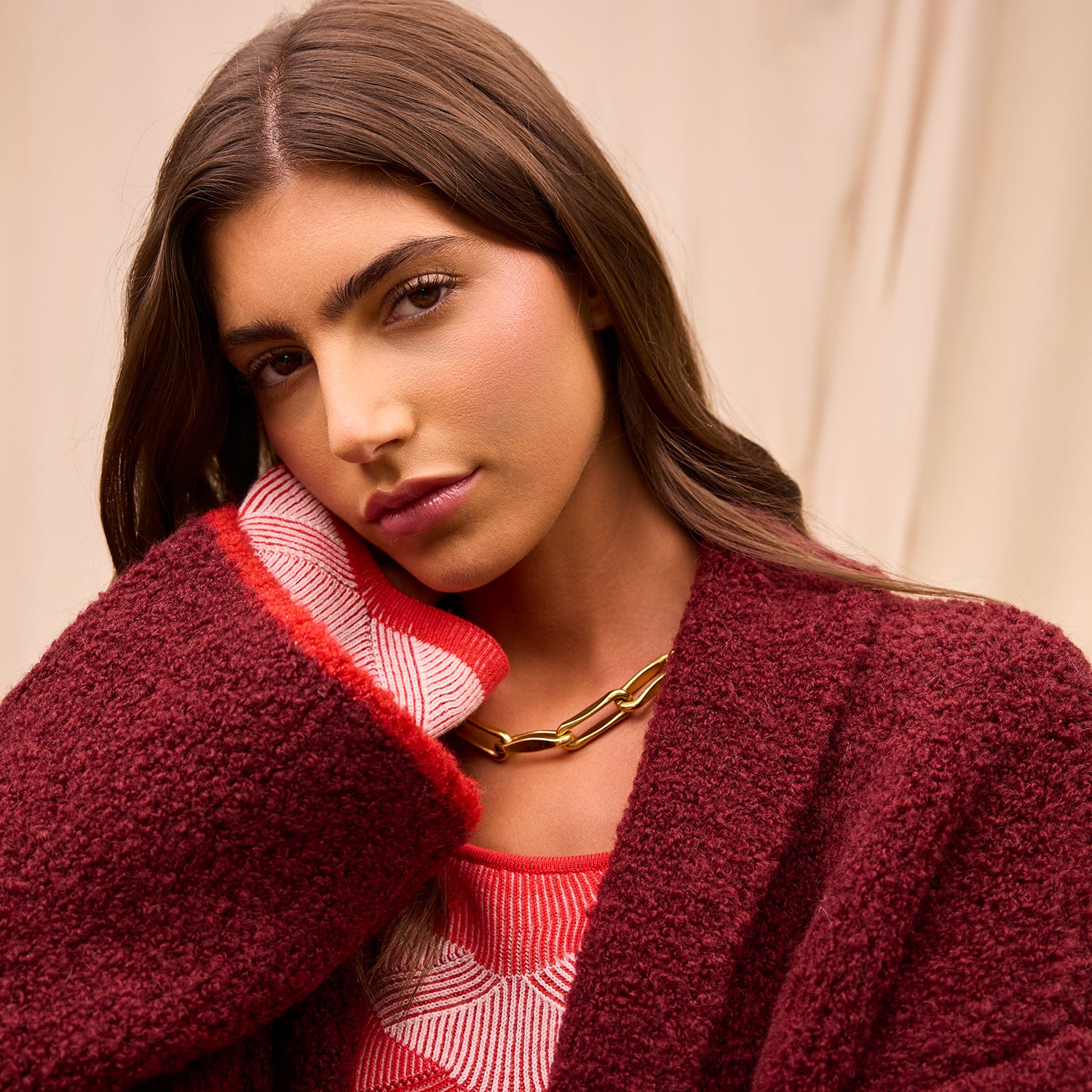 Theory - セオリー ストライプ アルパカ カーディガン ガウン ワインレッド S 19AW Mai Coatigan - Rosewood – Sage and Clare