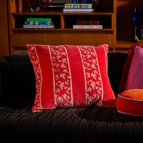 Agata Velvet Cushion - Vermillion Feather Insert