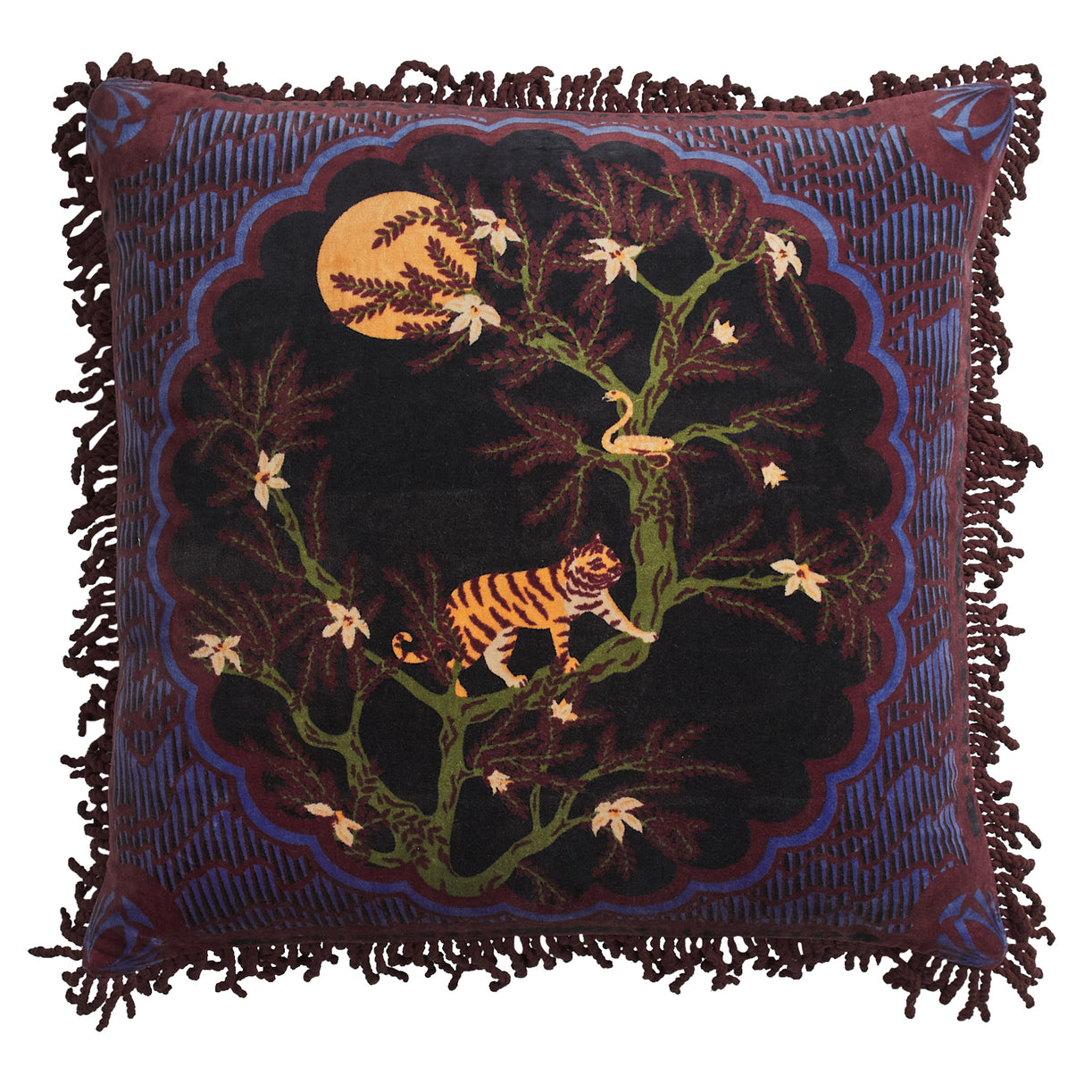 Andrea Velvet Cushion - Ink Feather Insert