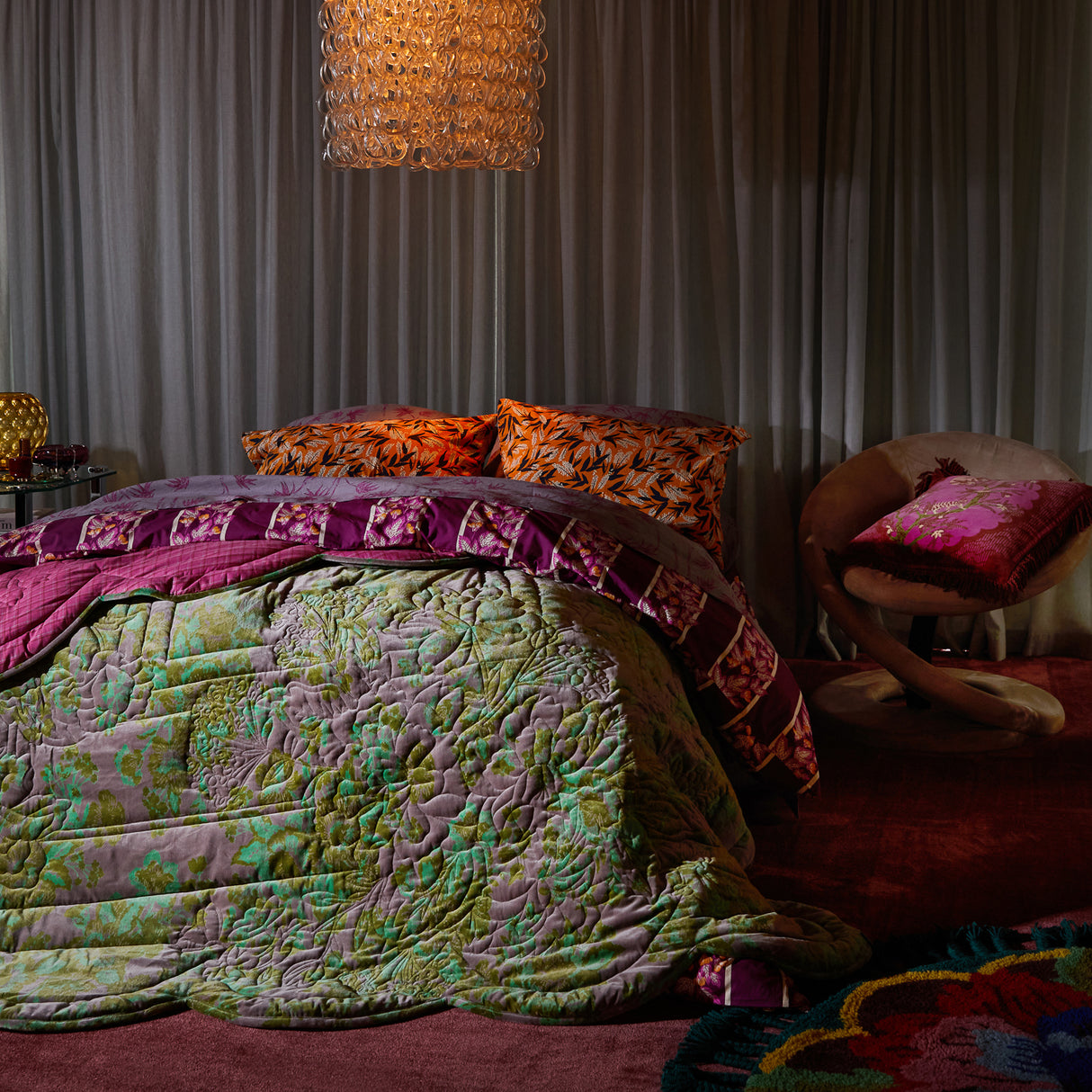 Andrea Velvet Cushion - Pansy Feather Insert