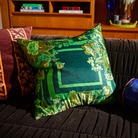 Eliza Silk-Linen Cushion - Verdant Feather Insert