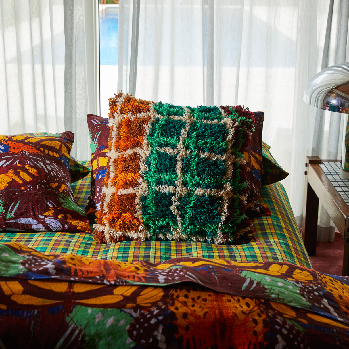 Karina Shag Cushion - Verdant Feather Insert