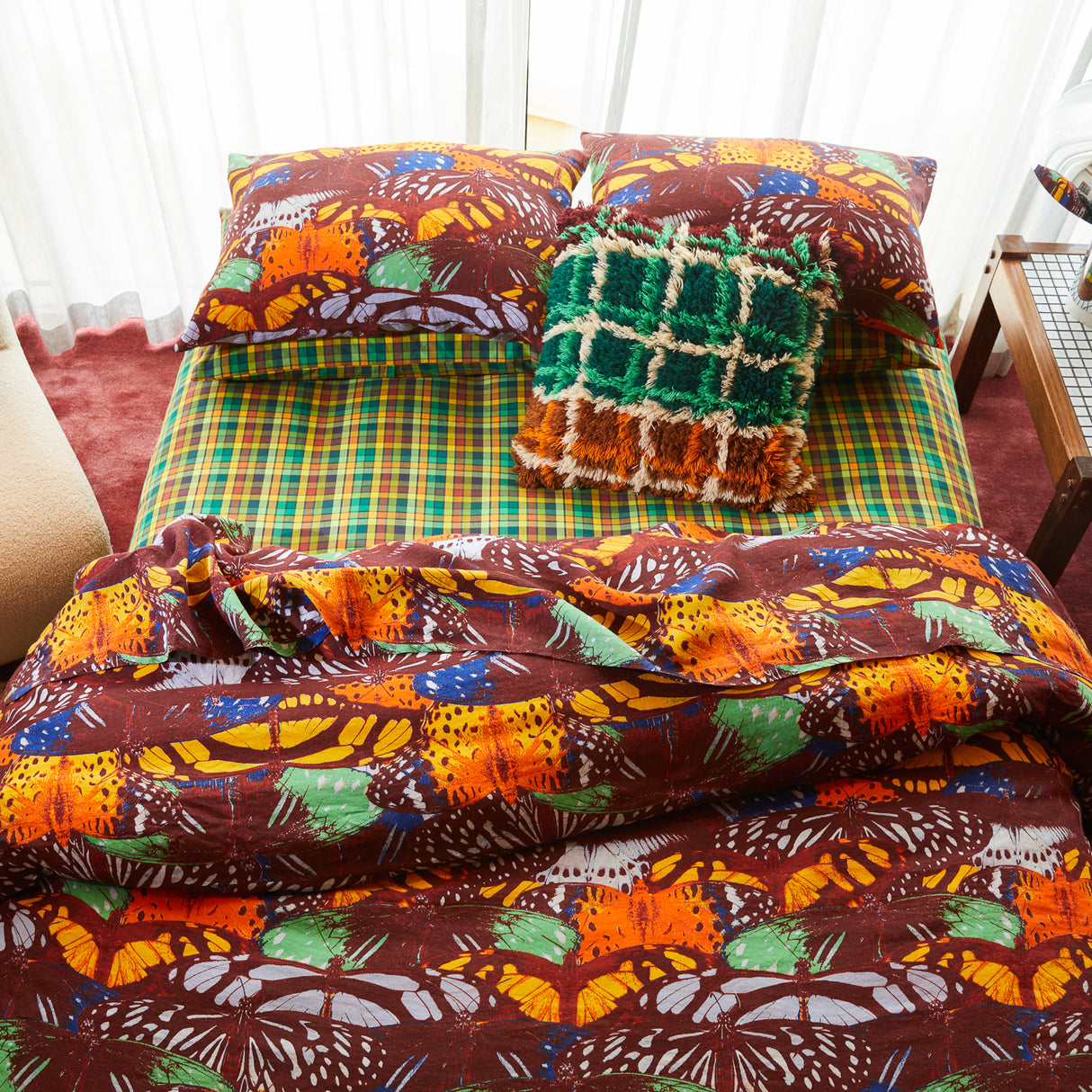 Karina Shag Cushion - Verdant Feather Insert