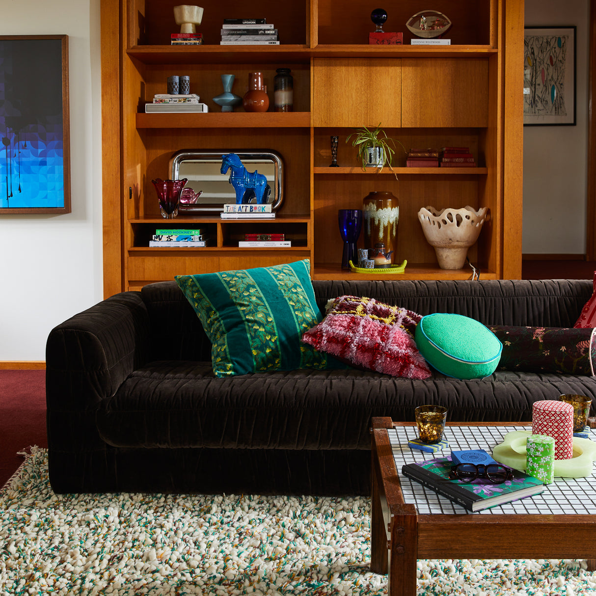 Karina Shag Cushion - Rosewood Feather Insert