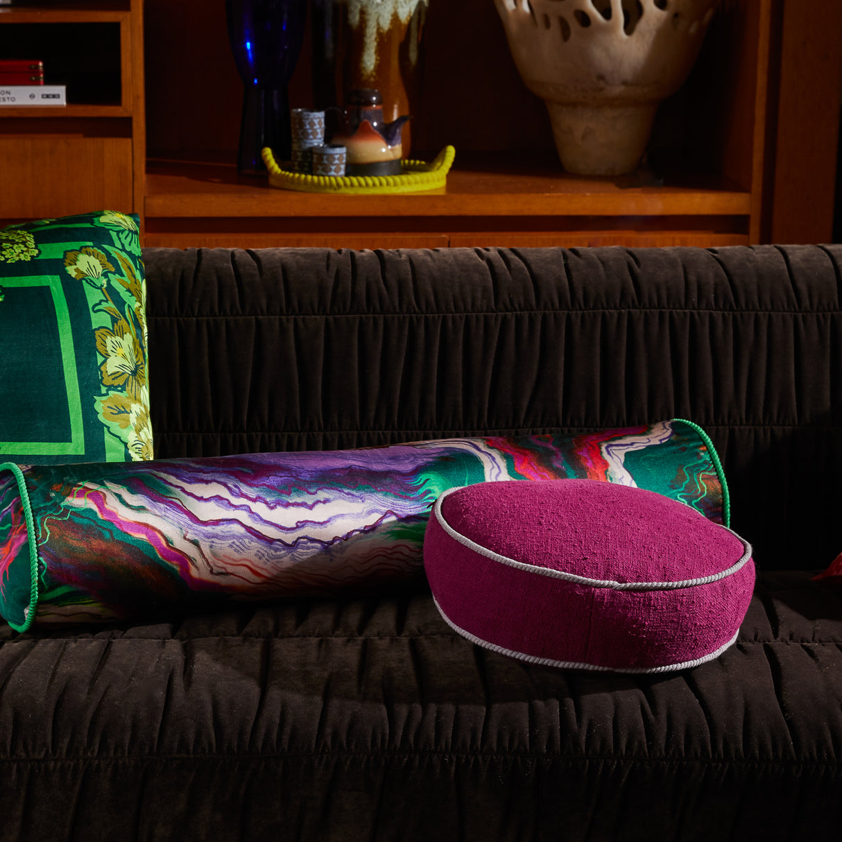 Dana Round Cushion - Plumberry Feather Insert