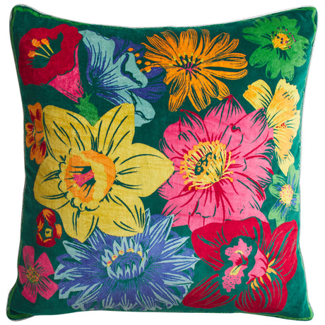 Ines Velvet Cushion - Verdant Feather Insert