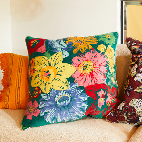 Ines Velvet Cushion - Verdant Feather Insert