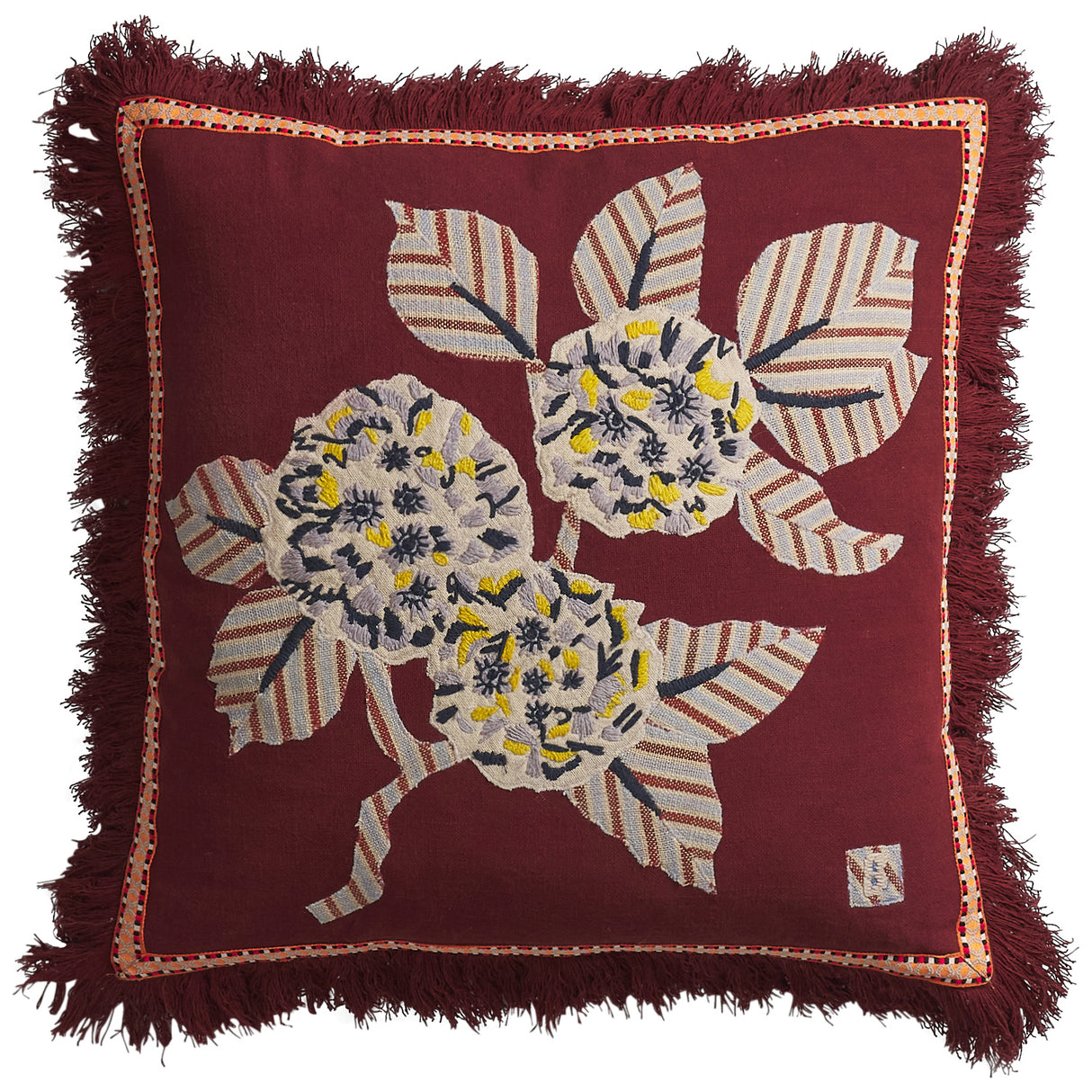 Vivi Appliqué Cushion - Rosewood Feather Insert
