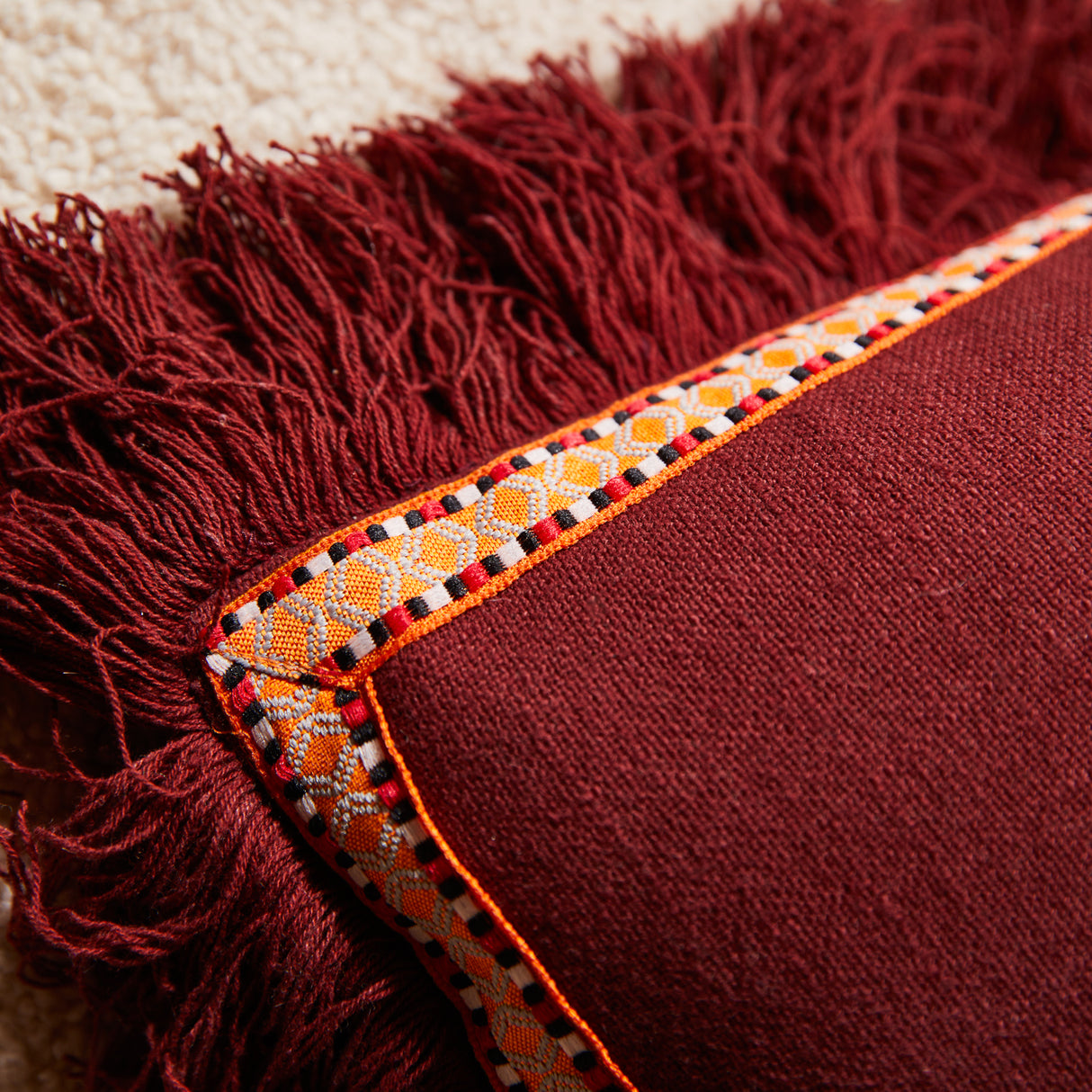 Vivi Appliqué Cushion - Rosewood Feather Insert