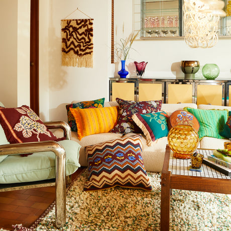 Vivi Appliqué Cushion - Rosewood Feather Insert