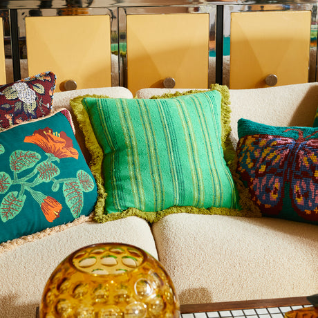 Nicolette Woven Cushion - Spring Green Feather Insert