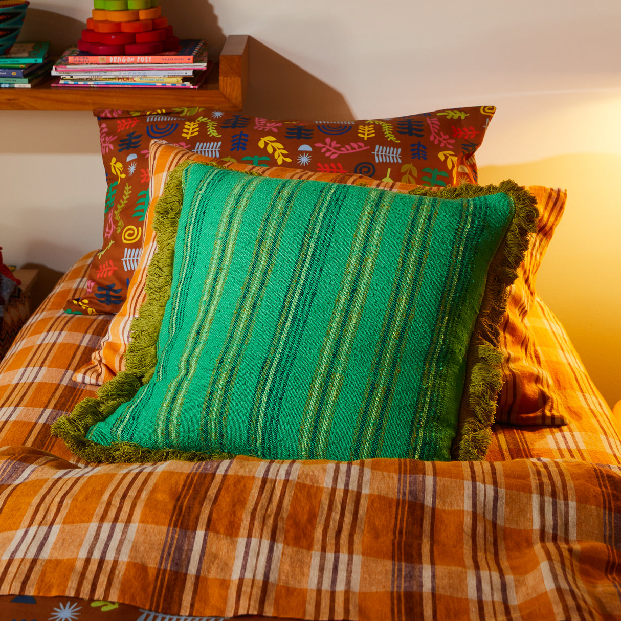 Nicolette Woven Cushion - Spring Green Feather Insert