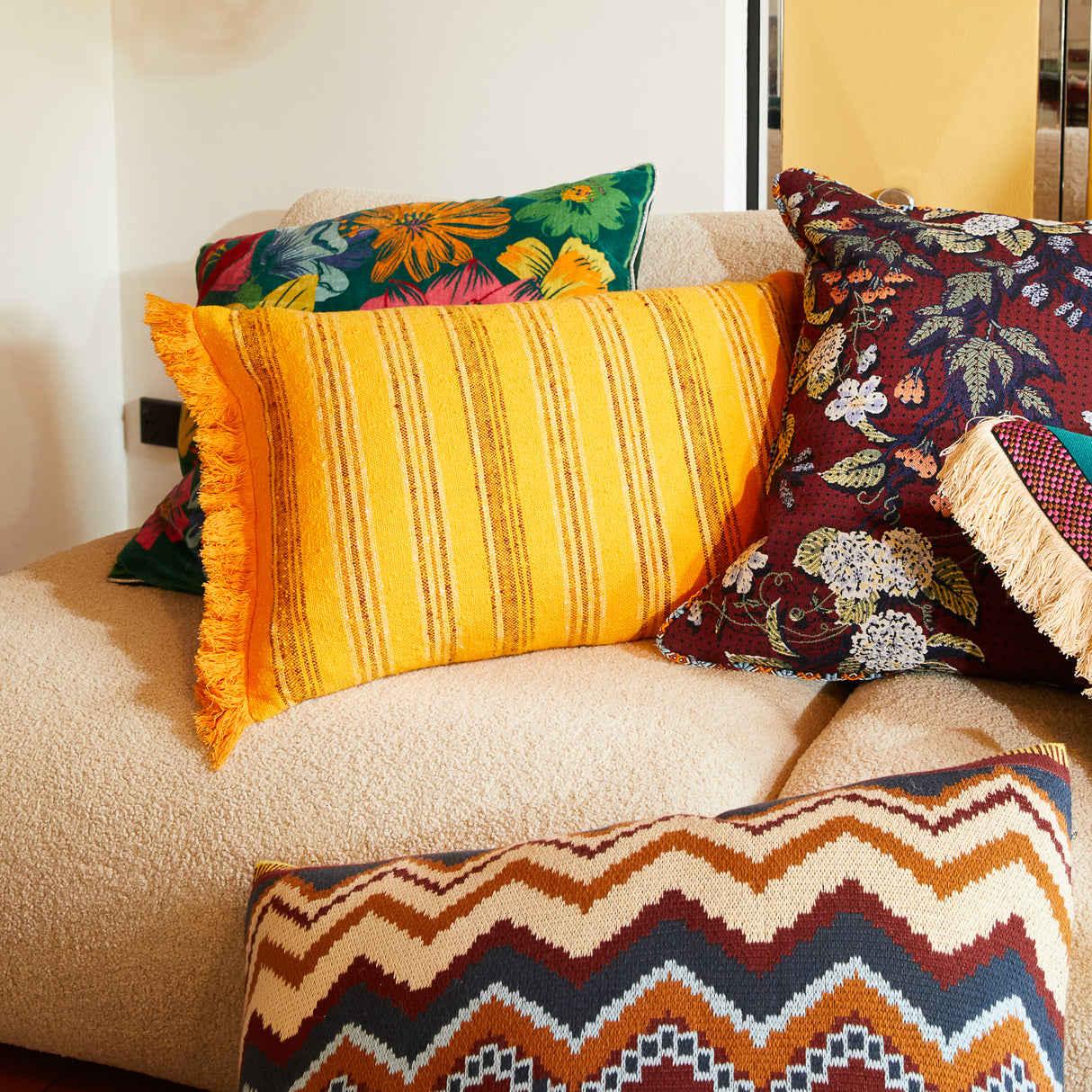 Nicolette Woven Cushion - Marigold Feather Insert